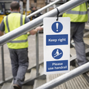 Keep Right Please Use Handrail Double Sided Safety Tags (Pack of 10) – 80mm x 150mm – Matt PVC Double Sided – Industrial Use