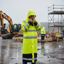 Premium High-Visibility Waterproof Raincoat with Adjustable Cap and Welded Seams for Work Assignments