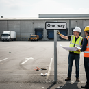 Premium Post Mounted One Way Supplementary Sign with Diagram 607 for Traffic Control