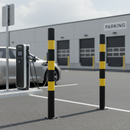 Premium Heavy Duty EV Charger Protection Bollards - Galvanised Mild Steel with Black and Yellow Finish