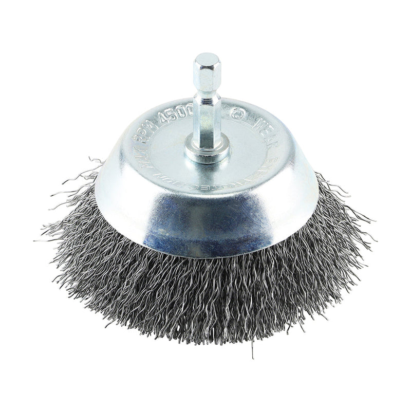 Drill Cup Brush - Crimped Steel Wire - 75mm