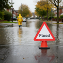 Professional Flood Warning Cone Sign 750mm - Durable Reflective Design for Road Safety