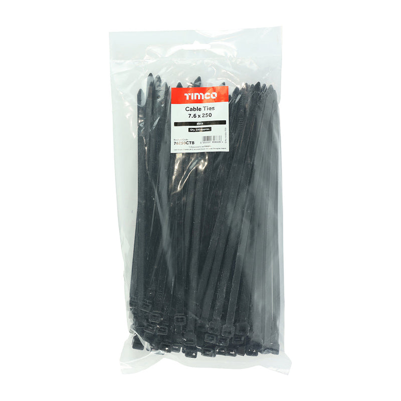Cable Ties - Black - 7.6 x 250