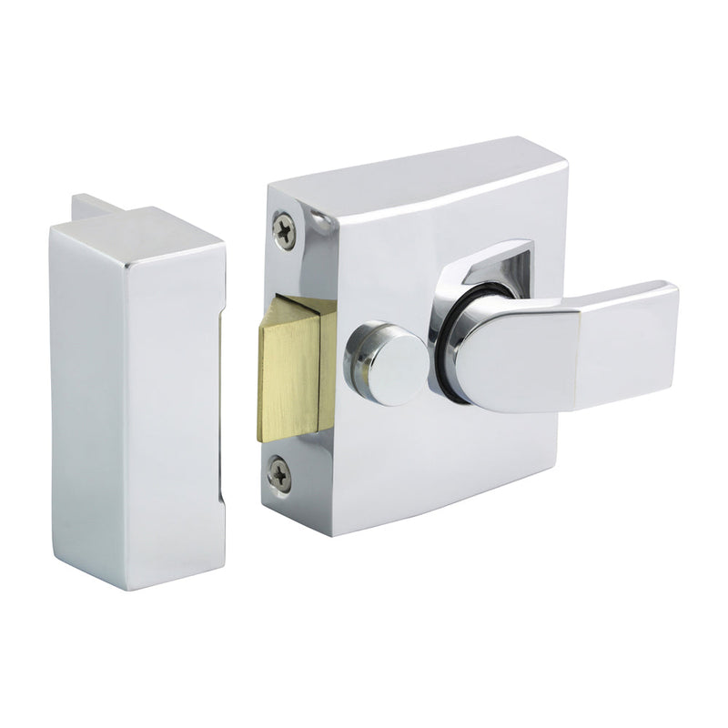 Narrow Style Nightlatch - Chrome - 68 case / 40 backset