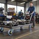 160mm Heavy Duty Braked Swivel Plate Castor with Grey Nylon Tyre