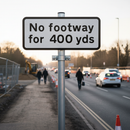 Premium No Footway Road Sign - Permanent Warning for Pedestrian Safety with Adjustable Text Size