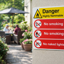 Safety Sign – Highly Flammable, No Smoking, No Naked Lights – 1mm Rigid Plastic or Self-Adhesive Vinyl – Indoor/Outdoor
