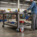 150mm Braked Swivel Plate Castor with Red Polyurethane Wheel