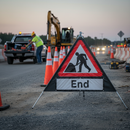 Premium Roll-Up Road Sign 'End' - Durable, Collapsible Design for Road Works and Maintenance Teams