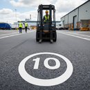 Professional 10mph Speed Limit Roundels - Durable Thermoplastic Markings for Car Parks and Airports
