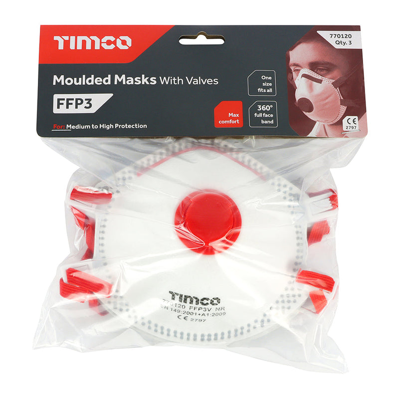 FFP3 Moulded Masks with Valve - One Size