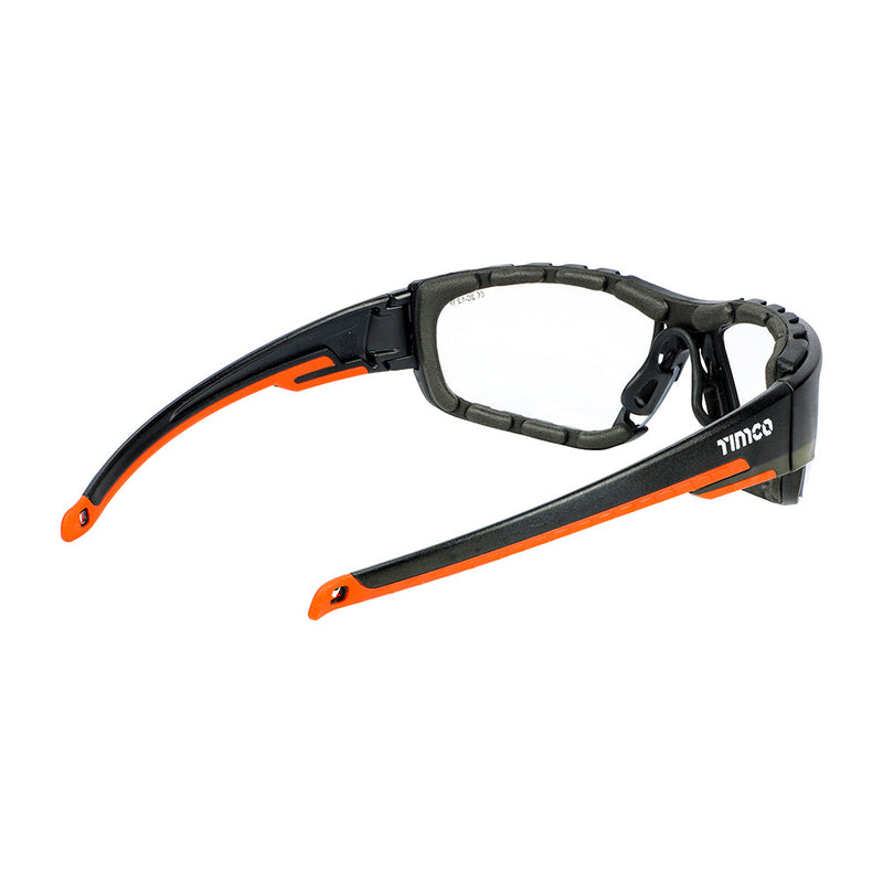 Sports Style Safety Glasses - With Foam Dust Guard - Clear - One Size