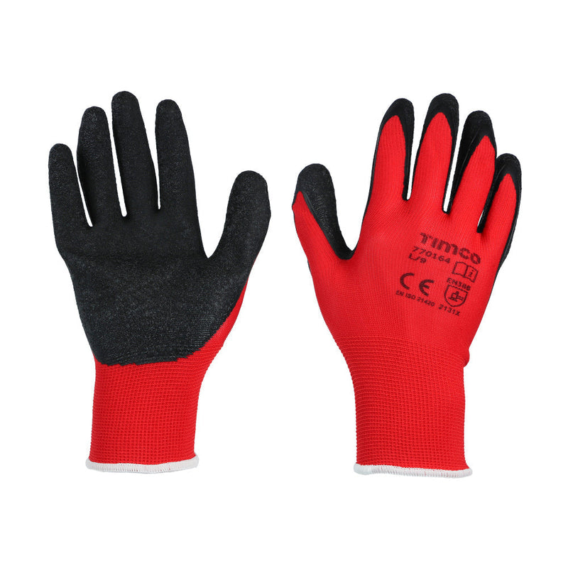 Light Grip Gloves - Crinkle Latex Coated Polyester - Large