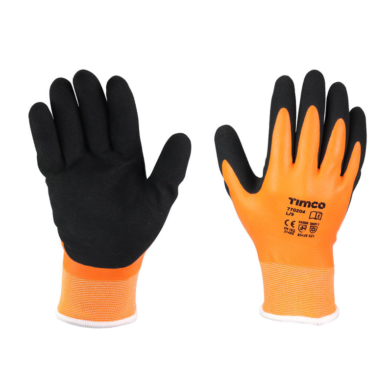 Aqua Thermal Grip Glove - Sandy Latex Coated Polyester - Large