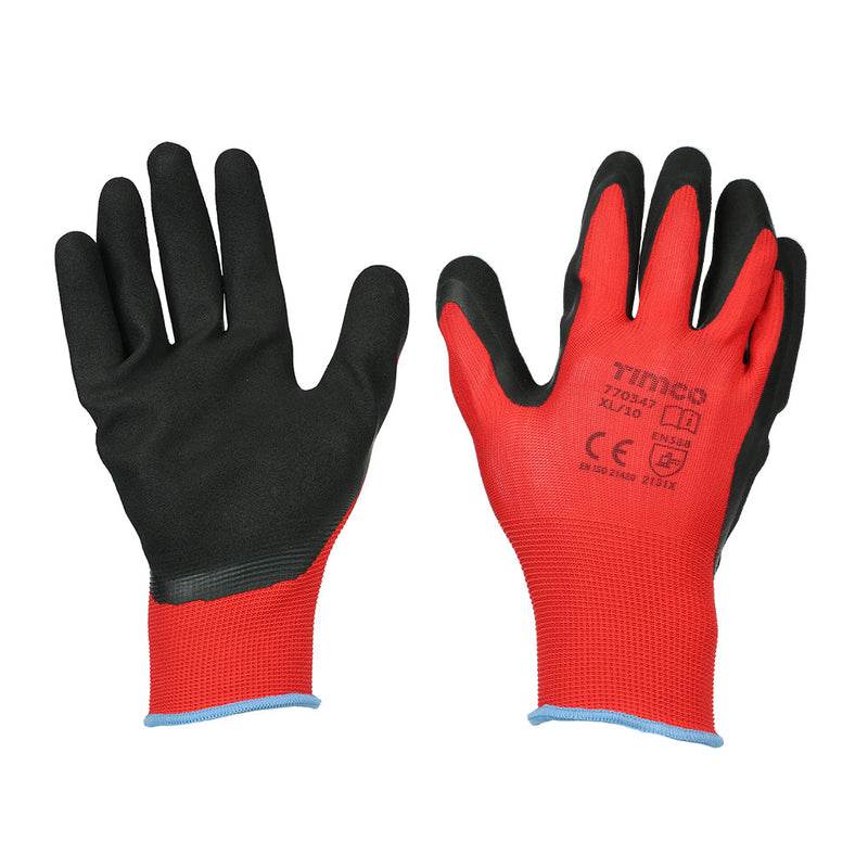 Toughlight Grip Gloves - Sandy Latex Coated Polyester - X Large