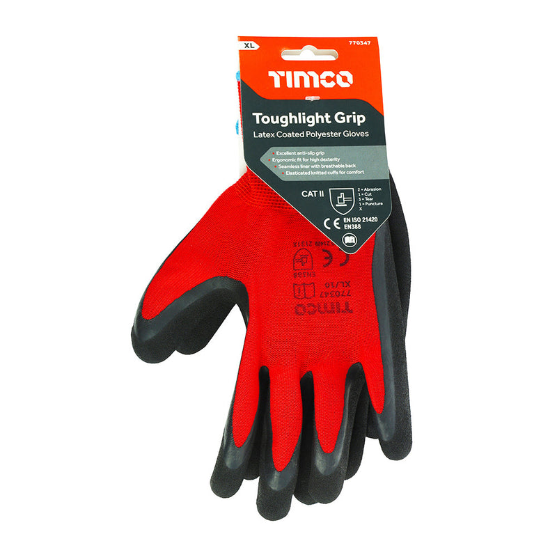 Toughlight Grip Gloves - Sandy Latex Coated Polyester - X Large