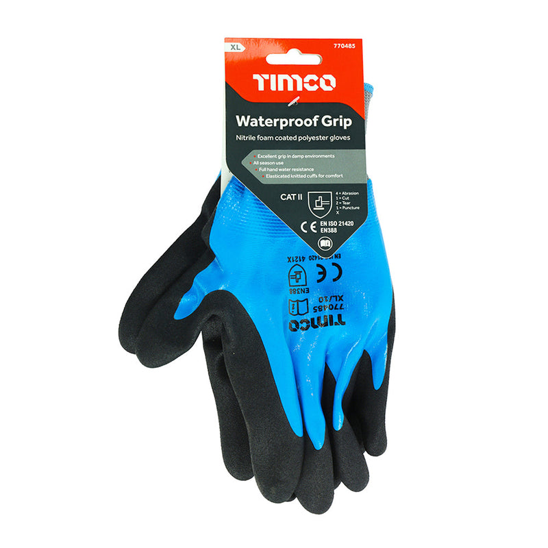 Waterproof Grip Gloves - Sandy Nitrile Foam Coated Polyester - X Large
