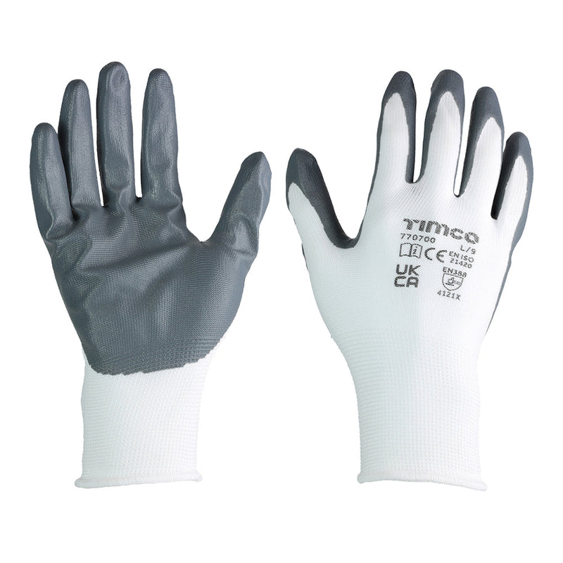 Secure Grip Gloves - Smooth Nitrile Foam Coated Polyester - Multi Pack - Large