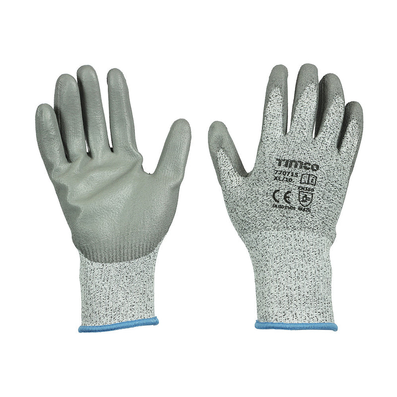 Medium Cut Gloves - PU Coated HPPE Fibre with Glass Fibre - X Large