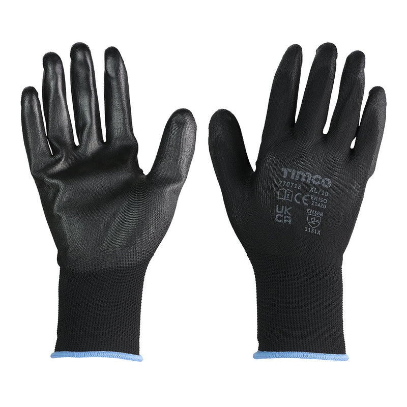 Durable Grip Gloves - PU Coated Polyester - Multi Pack - X Large