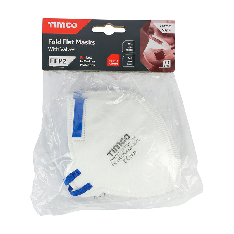 FFP2 Fold Flat Masks with Valve - One Size