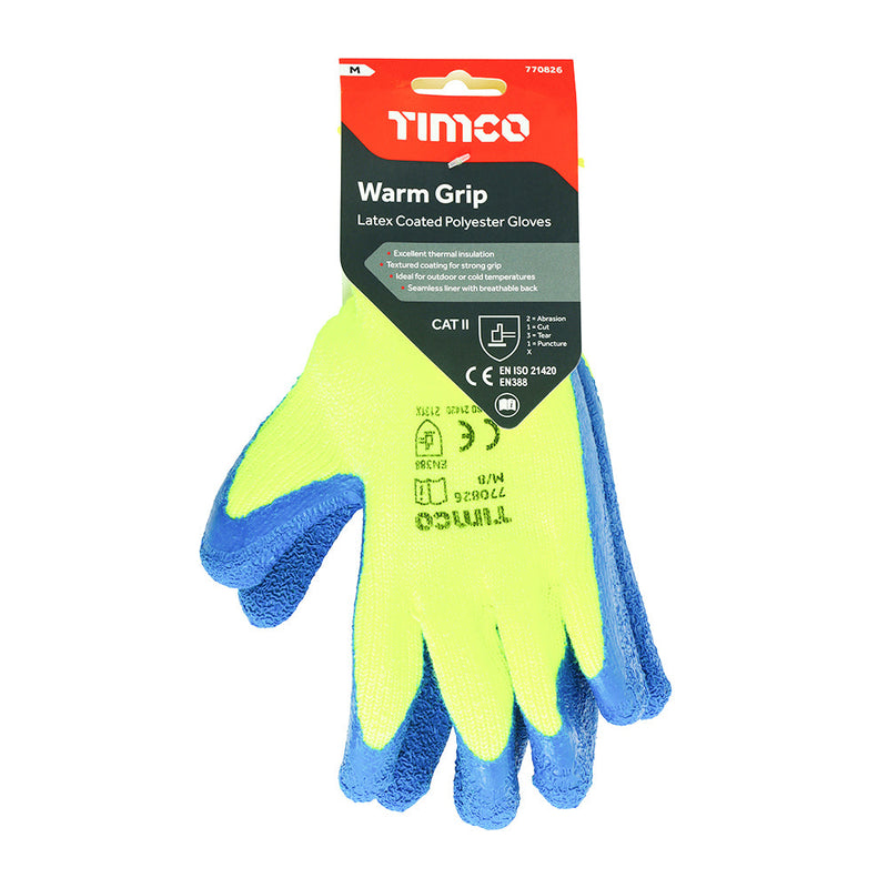 Warm Grip Gloves - Crinkle Latex Coated Polyester - Medium