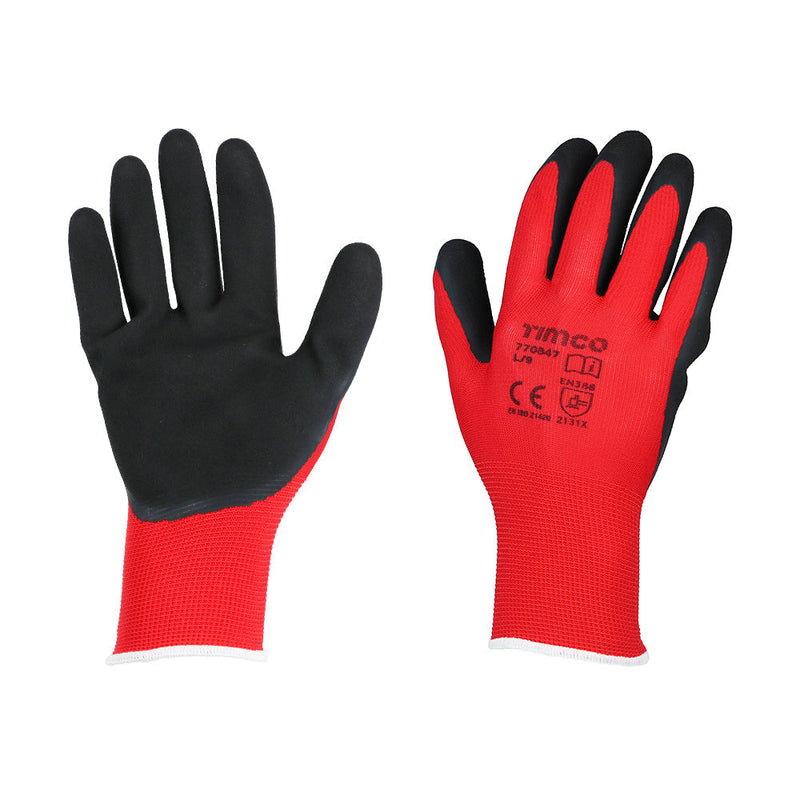 Toughlight Grip Gloves - Sandy Latex Coated Polyester - Large