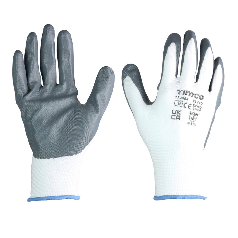 Secure Grip Gloves - Smooth Nitrile Foam Coated Polyester - Multi Pack - X Large