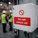 Do Not Switch Off Label – 35mm x 25mm – Self Adhesive Vinyl – Indoor Use