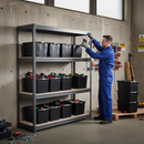Heavy Duty Shelving Unit - 2000mm High with 12x 62L Plastic Storage Boxes