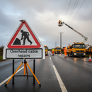 Professional Overhead Cable Repairs Roll Up Road Sign Supplementary Plate - Durable Design for Road Safety