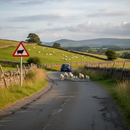 Premium Sheep Warning Sign Diagram 549 - Durable Post Mounted Design for Farm and Country Roads