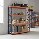 Heavy Duty Industrial Shelving - 1600mm High - 500kg Load Capacity - Blue & Orange