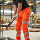 Premium High-Performance Stretch Cargo Trouser, ISO 20471 Class 1, Railway Standard, Lightweight and Durable in Orange