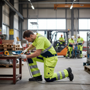 Premium Hi-Vis Yellow/Navy Blue Trousers with Stretch Panels and Knee Pad Pockets for Optimal Comfort