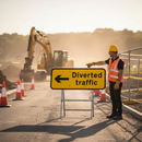 Premium Quick Fit Left Turn Traffic Diversion Sign 1050x450mm with High-Visibility Reflective Material