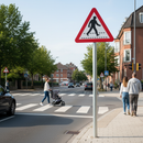 Premium Post Mounted Pedestrian Crossing Sign - Durable, Reflective, and Easy to Install in Two Sizes for Enhanced Road Safety