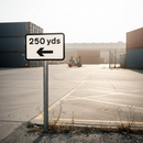 Premium Supplementary Warning Plate for Hazard Indication with Customizable Distance and Direction Features