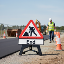 Professional 'End' Drop Supplementary Plate Sign with RA1 Reflectivity for Road Works Safety