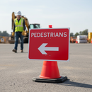 Premium Pedestrians Arrow Left Cone Sign for Clear Direction, Lightweight and Tear Resistant Design for Easy Transport and Storage