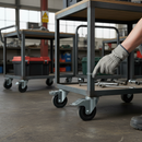 80mm Heavy Duty Braked Swivel Plate Castor with Nylon Centre and Roller Bearing