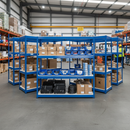 5x Heavy Duty Industrial Shelving - 1980mm High - 400kg Capacity - Melamine - Blue