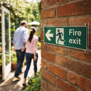 Fire Exit Safety Sign – 450mm x 150mm – Clear Acrylic – Indoor/Outdoor