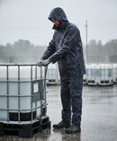 Premium Heavy Duty PU Coated Polyester Jacket with Concealed Hood and Double Storm Flap for Ultimate Weather Protection