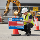 Premium Dry Wipe Custom Information Cone Sign 600x450mm for Roadworks with Customisable Details
