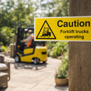 Caution Forklift Trucks Sign – 1mm Rigid Plastic – Indoor/Outdoor Use