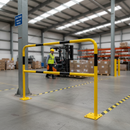 Premium Heavy Duty Steel Hoop Guards for Indoor Use - 40mm Diameter with Yellow Powder Coating and Black Bands
