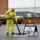 Premium Gully Emptying Supplementary Plate for 750mm Metal Signs - Retroreflective Warning for Road Safety