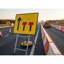 Professional Three-Lane Wicket Lane Closure Sign with 3mm Plastic Backing and Blanking Plates for Road Safety