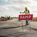 Professional Quick Fit Warning Sign for Road Level Change - 1050x450mm Durable Plastic Design